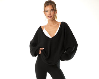 Canna Oversized Low V-Neck Cotton Cashmere Sweater