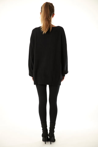 Canna Oversized Low V-Neck Cotton Cashmere Sweater