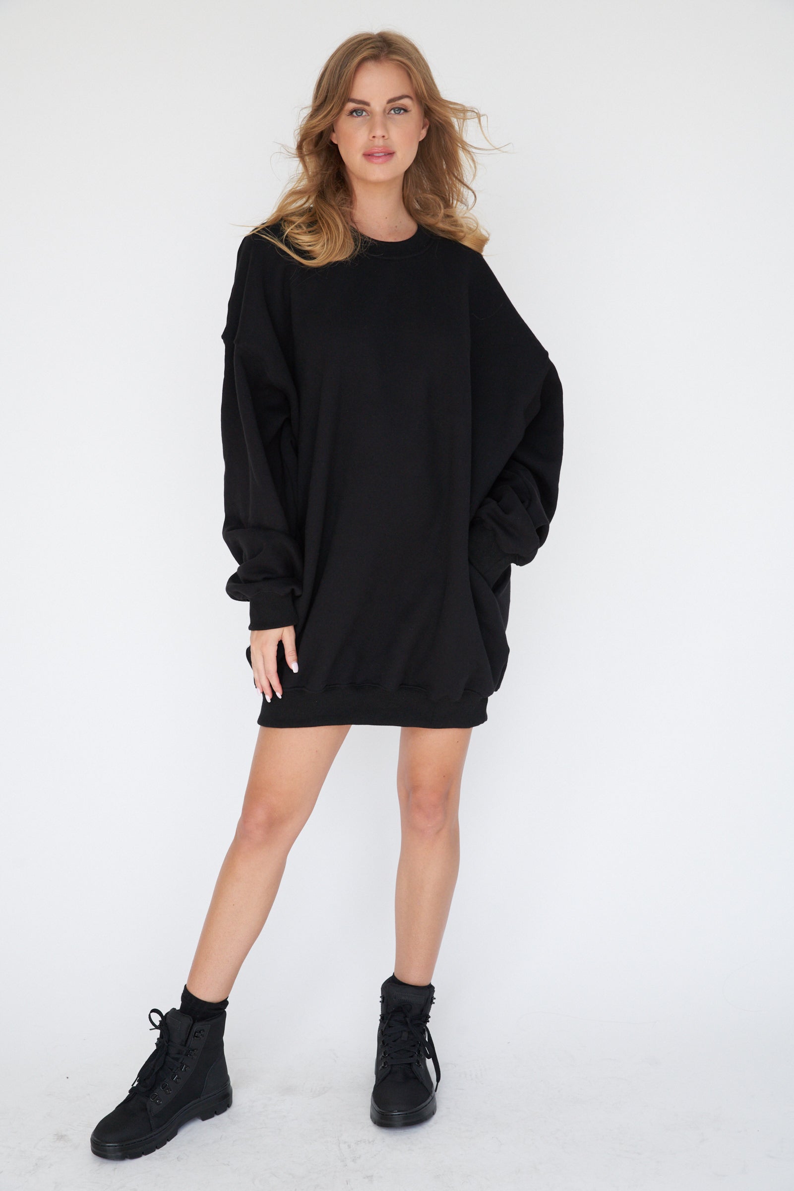 Pocket Oversized Parky Sweatshirt Dress