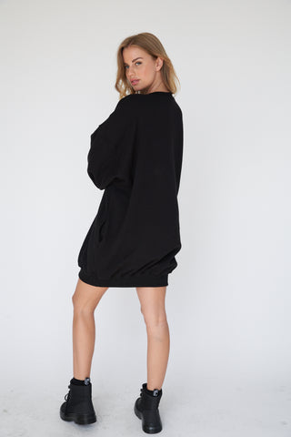 Pocket Oversized Parky Sweatshirt Dress