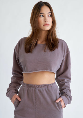 Hara Cropped Racer Cut-Off Sweatshirt