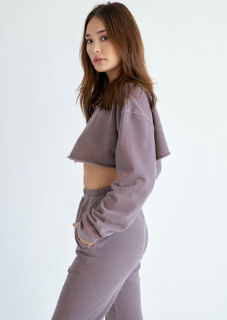 Hara Cropped Racer Cut-Off Sweatshirt