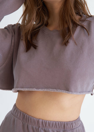 Hara Cropped Racer Cut-Off Sweatshirt